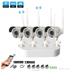 4PCS Wireless CCTV Security System 4CH 720P HD NVR Kit P2P 720P indoor Outdoor IR Night Vision Security 1.0MP IP Camera